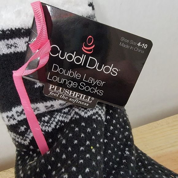 Cuddl Duds Double Layer Plush Filled Lounge Socks - Shoe Size 4-10 NWT - Picture 2 of 4